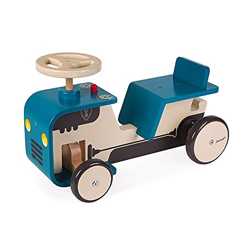 Janod - Traktor Rutscher aus Holz - Baby Rutschauto - Mit Lenkrad, Integrierter Hupe und Anhängerkupplung - Geräuscharme Räder - Holzspielzeug - Ab 18 Monaten, J08053 Janod - Traktor Rutscher aus Holz - Baby Rutschauto - Mit Lenkrad, Integrierter Hupe und Anhängerkupplung - Geräuscharme Räder - Holzspielzeug - Ab 18 Monaten, J08053 von Janod