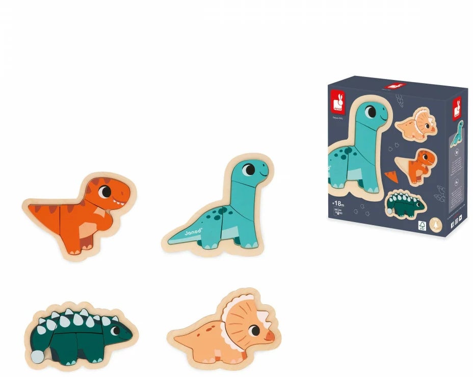 Janod 4 Fortschreitenden Puzzle Dinosaurier 14 Teile Janod 4 Fortschreitenden Puzzle Dinosaurier 14 Teile von Janod