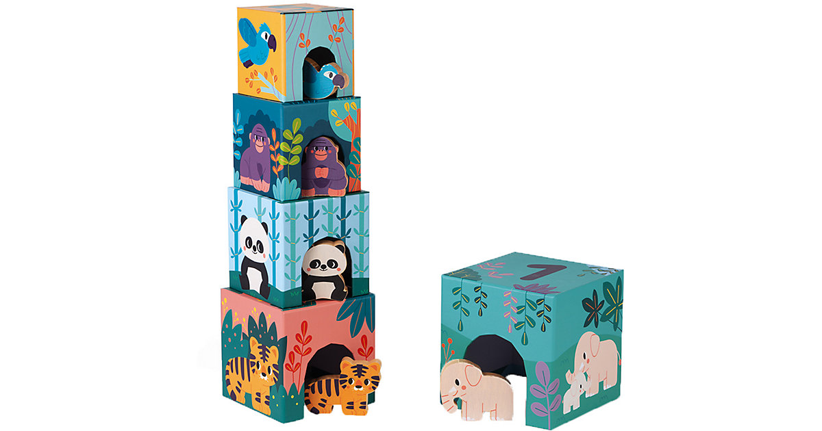 "Janod-WWF® Stapelpyramide ""Tiere"" mit 5 Holzfiguren" von Janod