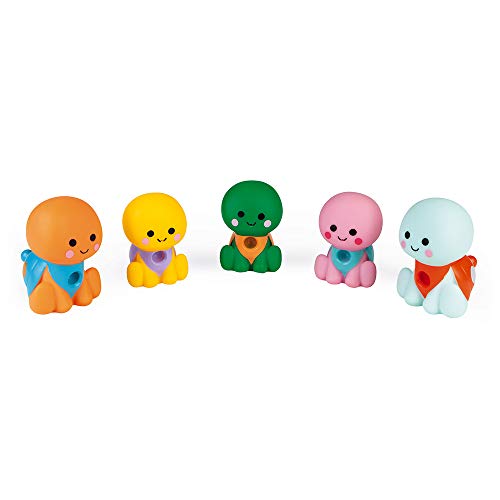 Janod - Wasserspritzer „Schildkrötenfamilie“, 5 Stück - Badespielzeug für Babys - Ab 10 Monaten, J04705 von Janod