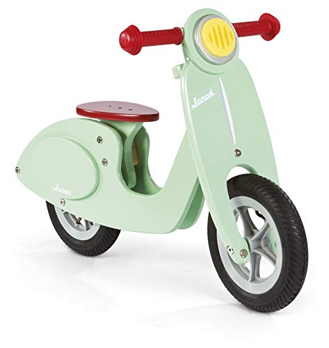 Janod Wooden Kids Scooter Mint - Balance Scooter with Vintage Retro Look - Adjustable Saddle, Inflatable Tires - Colour Mint Green - From 3 Years Old, J03243, 77 x 33,5 x 51 cm von Janod