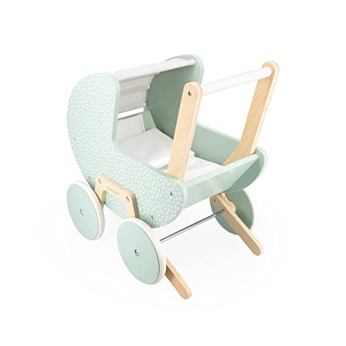 Janod - Zen Puppenwagen aus FSC-Holz - Rollenspielzeug - Kinderwagen für Puppen - Mit Kissen und Decke - Ab 18 Monaten, J05900 Janod - Zen Puppenwagen aus FSC-Holz - Rollenspielzeug - Kinderwagen für Puppen - Mit Kissen und Decke - Ab 18 Monaten, J05900 von Janod