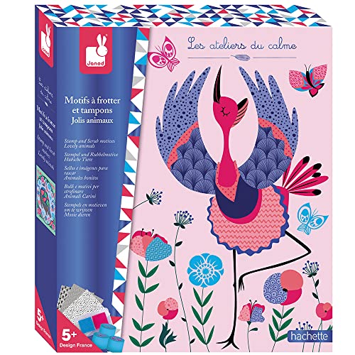 Janod - from 5 Years Old - Creative Kit Rubbing Patterns and Pretty Animals Stamps - Les Ateliers du Calme - Dexterity and Concentration - J07819 von Janod