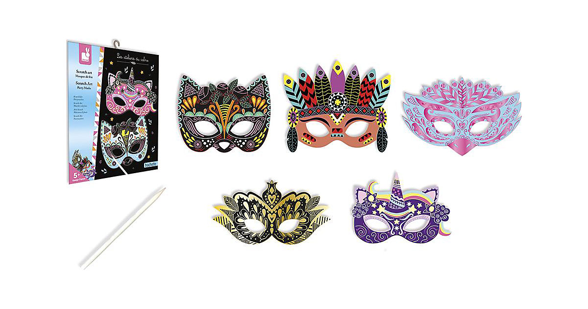 Kreativ-Set Kratzbilder Partymasken von Janod