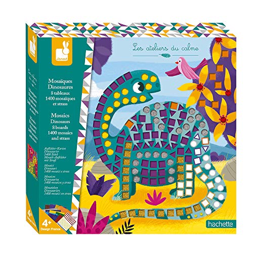 Janod - From 4 years old - Creative Kit - Dinosaur Mosaics - Calm Workshops - Creative Leisure - Dexterity and Concentration - J07903 von Janod
