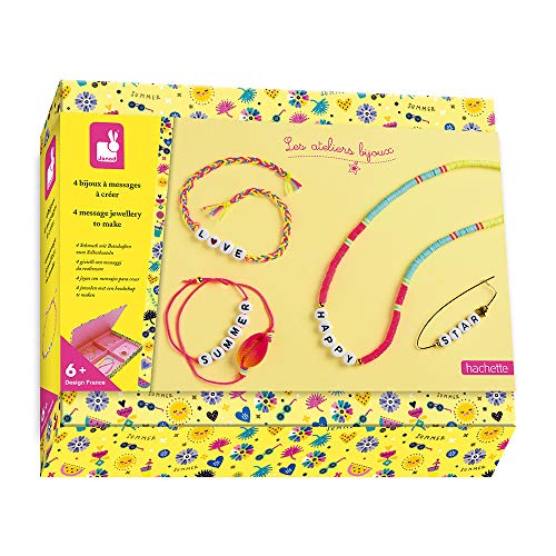 Janod - Set zum Erstellen von 4 personalisierten Schmuckstücken mit Botschaften - Les Ateliers Bijoux - Set für kreative Freizeitbeschäftigungen für Kinder - Ab 6 Jahren, J07932 Janod - Set zum Erstellen von 4 personalisierten Schmuckstücken mit Botschaften - Les Ateliers Bijoux - Set für kreative Freizeitbeschäftigungen für Kinder - Ab 6 Jahren, J07932 von Janod
