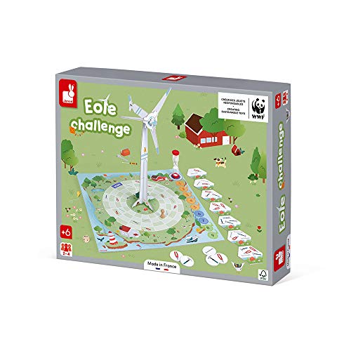 Janod - Spiel Windkraftanlagen Challenge - Gesellschaftsspiel für Kinder - Pädagogisches Kooperationsspiel - Hergestellt in Frankreich - Partnerschaft WWF - FSC-zertifizierte - Ab 6 Jahren, J08638 von Janod