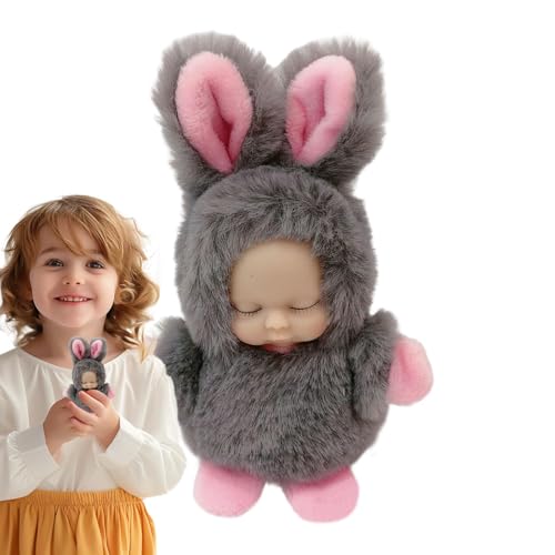 Plüsch-Tasche, Plüschtiere am Schlüsselanhänger, 10,9 cm langhaarige Schlafpuppe, beruhigende Plüschpuppe als Taschenanhänger, Plüsch-Schlüsselanhänger, Schlafrucksackanhänger Plüsch-Tasche, Plüschtiere am Schlüsselanhänger, 10,9 cm langhaarige Schlafpuppe, beruhigende Plüschpuppe als Taschenanhänger, Plüsch-Schlüsselanhänger, Schlafrucksackanhänger von Janurium