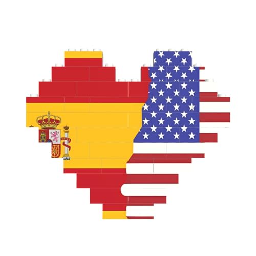 Amerikanische Spanien-Flagge, Druck, Baustein-Puzzle, Herzform, für Valentinstag, Geburtstag, Hochzeit Amerikanische Spanien-Flagge, Druck, Baustein-Puzzle, Herzform, für Valentinstag, Geburtstag, Hochzeit von JaoXer