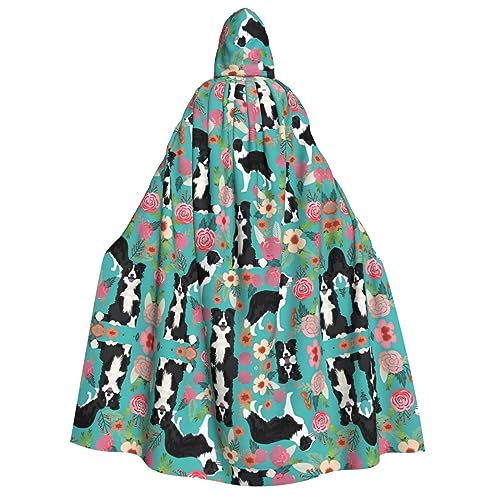 Border Collie Florals Kapuzenumhang für Erwachsene, Kostüm, Cosplay, Zauberer-Themen-Umhang, perfekt für Halloween, Ostern und Karnevalspartys Border Collie Florals Kapuzenumhang für Erwachsene, Kostüm, Cosplay, Zauberer-Themen-Umhang, perfekt für Halloween, Ostern und Karnevalspartys von JaoXer