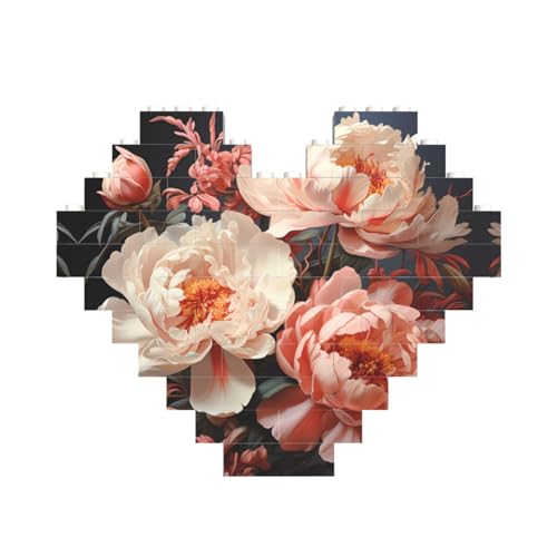 Bright White Peonies Print Building Brick Block Puzzle Heart Shaped â for Valentine's Day, Birthday, Wedding Bright White Peonies Print Building Brick Block Puzzle Heart Shaped â for Valentine's Day, Birthday, Wedding von JaoXer