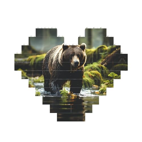 Brown Bear Pounce Print Building Brick Block Puzzle Heart Shaped â for Valentine's Day, Birthday, Wedding Brown Bear Pounce Print Building Brick Block Puzzle Heart Shaped â for Valentine's Day, Birthday, Wedding von JaoXer