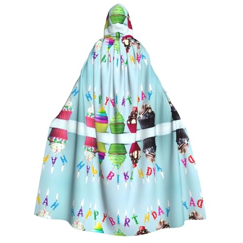 Bunter Umhang mit Kapuze für Erwachsene, Motiv: Happy Birthday Cupcakes, Kostüm, Cosplay, Zauberer-Thema, perfekt für Halloween, Ostern und Karnevalspartys Bunter Umhang mit Kapuze für Erwachsene, Motiv: Happy Birthday Cupcakes, Kostüm, Cosplay, Zauberer-Thema, perfekt für Halloween, Ostern und Karnevalspartys von JaoXer