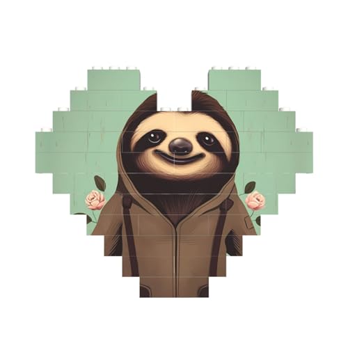 Cartoon Faultier Druck Baustein Block Puzzle Herzform â für Valentinstag, Geburtstag, Hochzeit von JaoXer