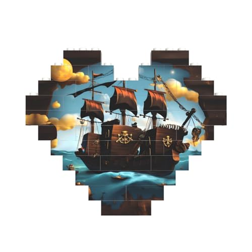 Cartoon Piratenschiff Druck Baustein Block Puzzle Herzform â für Valentinstag, Geburtstag, Hochzeit Cartoon Piratenschiff Druck Baustein Block Puzzle Herzform â für Valentinstag, Geburtstag, Hochzeit von JaoXer