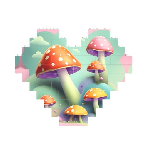 Dreamy Little Mushroom Print Building Brick Block Puzzle Heart Shaped â for Valentine's Day, Birthday, Wedding Dreamy Little Mushroom Print Building Brick Block Puzzle Heart Shaped â for Valentine's Day, Birthday, Wedding von JaoXer