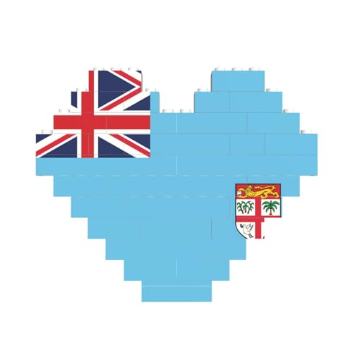 Fiji Flag Print Building Brick Block Puzzle Heart Shaped â for Valentine's Day, Birthday, Wedding von JaoXer