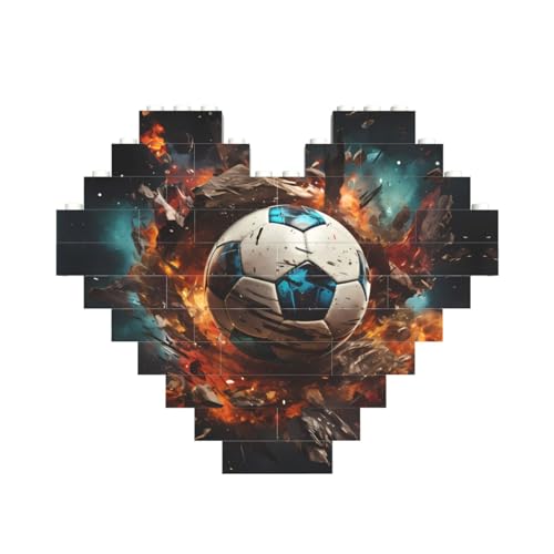 Firecracker Fußball-Druck, Baustein-Puzzle, Herzform, für Valentinstag, Geburtstag, Hochzeit von JaoXer