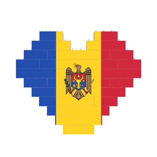 Flagge von Moldawien Druck Baustein Block Puzzle Herzform â für Valentinstag, Geburtstag, Hochzeit von JaoXer