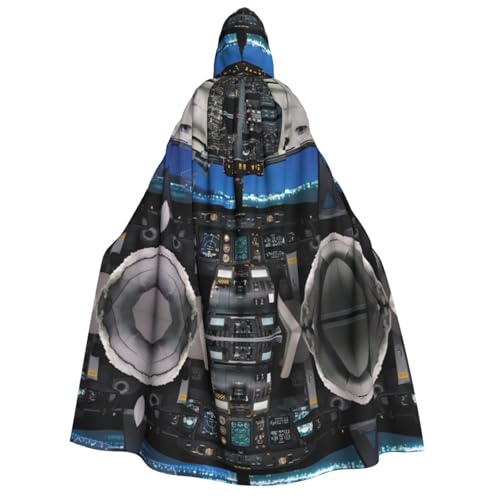 Flugzeug-Cockpit-Umhang mit Kapuze für Erwachsene, Kostüm, Cosplay, Zauberer-Themen-Umhang, perfekt für Halloween, Ostern und Karnevalspartys von JaoXer