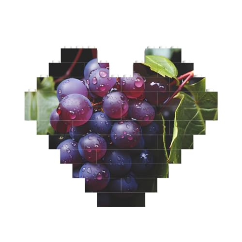 Fresh Grapes Print Building Brick Block Puzzle Heart Shaped â for Valentine's Day, Birthday, Wedding von JaoXer