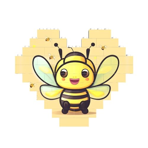 Gelbe Bienen-Druck-Baustein-Puzzle, Herzform, für Valentinstag, Geburtstag, Hochzeit Gelbe Bienen-Druck-Baustein-Puzzle, Herzform, für Valentinstag, Geburtstag, Hochzeit von JaoXer