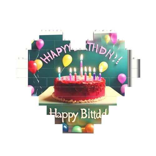Happy Birthday Beautiful Print Building Brick Block Puzzle Heart Shaped â for Valentine's Day, Birthday, Wedding von JaoXer