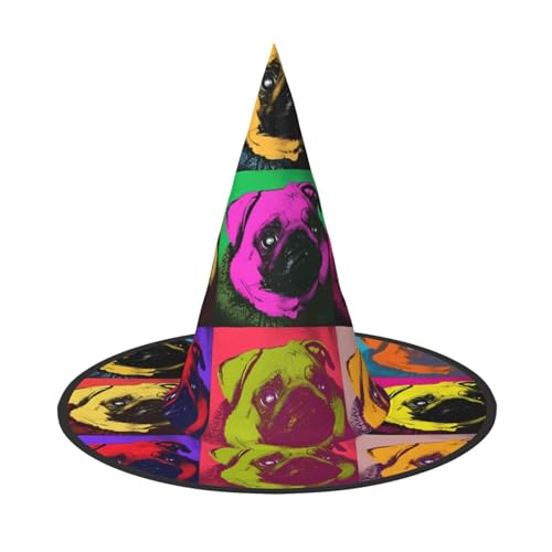 JaoXer Dogs Pop Art Mops Halloween Hut - Erwachsenenkostüm-Zubehör für Party & Maskerade, perfekt für Halloween, Karneval, Cosplay JaoXer Dogs Pop Art Mops Halloween Hut - Erwachsenenkostüm-Zubehör für Party & Maskerade, perfekt für Halloween, Karneval, Cosplay von JaoXer
