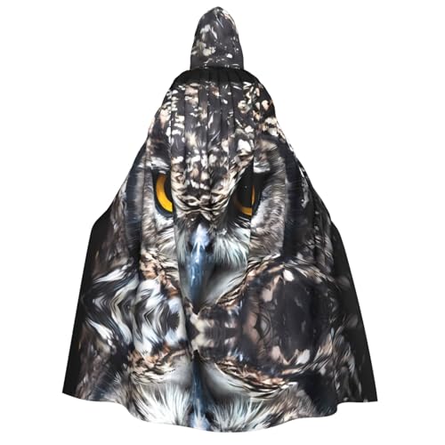 Kapuzenumhang mit gelbeäugiger Eule für Erwachsene, Kostüm, Cosplay, Zauberer-Thema, perfekt für Halloween, Ostern und Karnevalspartys von JaoXer
