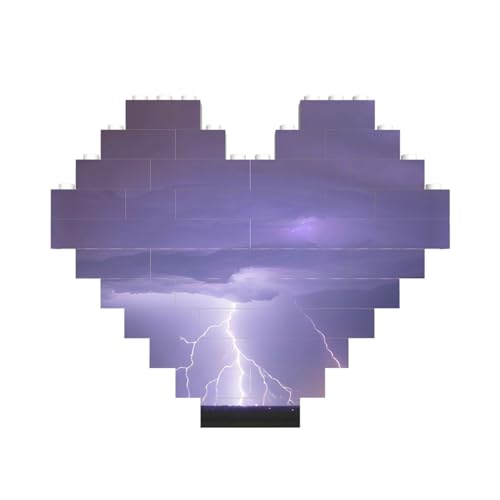 Lightning Storm Print Building Brick Block Puzzle Heart Shaped â for Valentine's Day, Birthday, Wedding von JaoXer