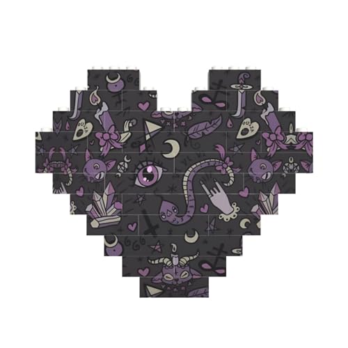 Lila Schwarz Gothic Gruseldruck Baustein Block Puzzle Herzform â für Valentinstag, Geburtstag, Hochzeit Lila Schwarz Gothic Gruseldruck Baustein Block Puzzle Herzform â für Valentinstag, Geburtstag, Hochzeit von JaoXer
