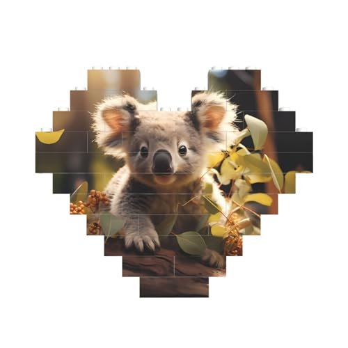 Niedliches Koala-Pflanzen-Druck-Baustein-Puzzle, Herzform, für Valentinstag, Geburtstag, Hochzeit Niedliches Koala-Pflanzen-Druck-Baustein-Puzzle, Herzform, für Valentinstag, Geburtstag, Hochzeit von JaoXer