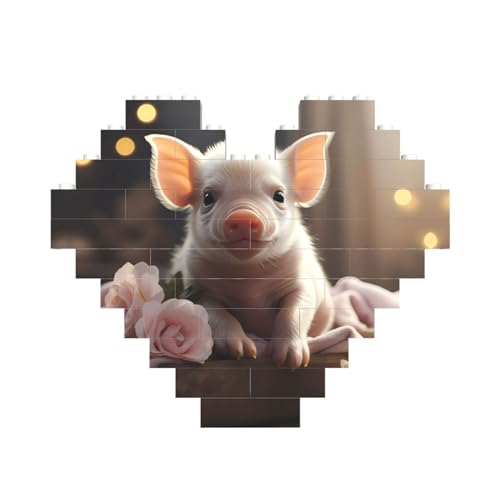 Niedliches junges Schweine-Druck-Baustein-Puzzle in Herzform für Valentinstag, Geburtstag, Hochzeit Niedliches junges Schweine-Druck-Baustein-Puzzle in Herzform für Valentinstag, Geburtstag, Hochzeit von JaoXer