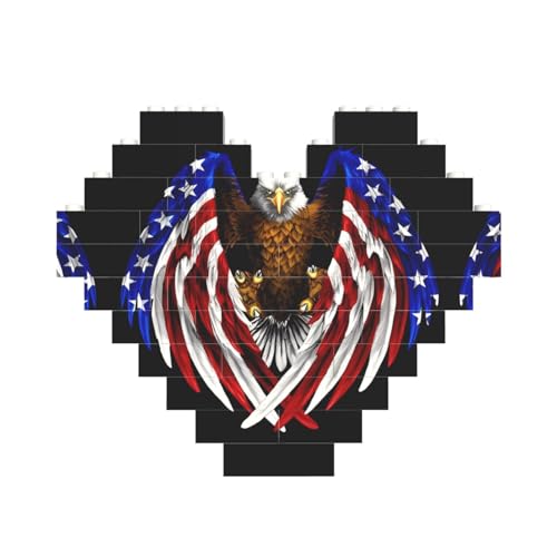 Patriotischer Adler-Druck, Motiv: USA-Flagge, Baustein-Puzzle, herzförmig, für Valentinstag, Geburtstag, Hochzeit Patriotischer Adler-Druck, Motiv: USA-Flagge, Baustein-Puzzle, herzförmig, für Valentinstag, Geburtstag, Hochzeit von JaoXer