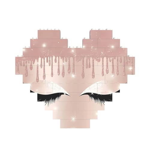 Rose Gold Wimpern Druck Baustein Block Puzzle Herzform â für Valentinstag, Geburtstag, Hochzeit von JaoXer