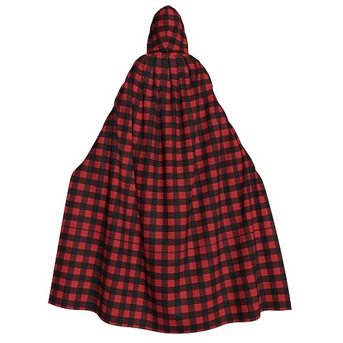 Roter schwarzer Büffelkaro-Umhang mit Kapuze für Erwachsene, Kostüm, Cosplay, Zauberer-Themen-Umhang, perfekt für Halloween, Ostern und Karnevalspartys Roter schwarzer Büffelkaro-Umhang mit Kapuze für Erwachsene, Kostüm, Cosplay, Zauberer-Themen-Umhang, perfekt für Halloween, Ostern und Karnevalspartys von JaoXer