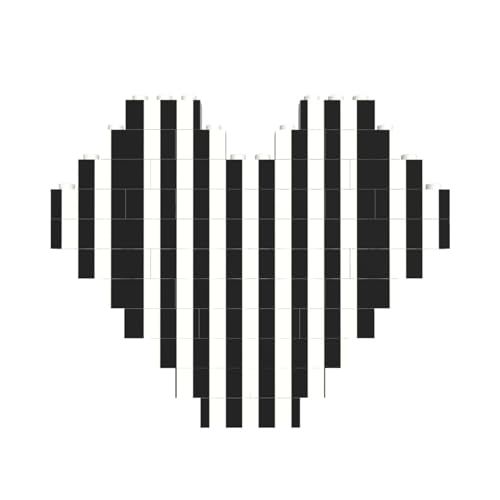 Schwarz-Weiß-Streifen-Druck-Baustein-Puzzle in Herzform, für Valentinstag, Geburtstag, Hochzeit Schwarz-Weiß-Streifen-Druck-Baustein-Puzzle in Herzform, für Valentinstag, Geburtstag, Hochzeit von JaoXer