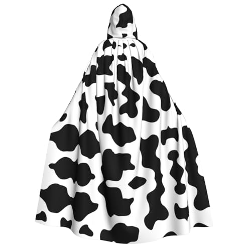 Schwarzer und weißer Umhang mit Kuh-Aufdruck für Erwachsene, Kostüm, Cosplay, Zauberer-Themen-Umhang, perfekt für Halloween, Ostern und Karnevalspartys Schwarzer und weißer Umhang mit Kuh-Aufdruck für Erwachsene, Kostüm, Cosplay, Zauberer-Themen-Umhang, perfekt für Halloween, Ostern und Karnevalspartys von JaoXer