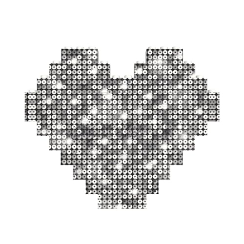 Silbernes Pailletten-Puzzle, funkelnd, Muster, Druck, Bausteine, Puzzle, Herzform, für Valentinstag, Geburtstag, Hochzeit von JaoXer