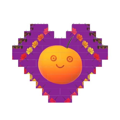 Smiley Orange Print Building Brick Block Puzzle Heart Shaped â for Valentine's Day, Birthday, Wedding von JaoXer