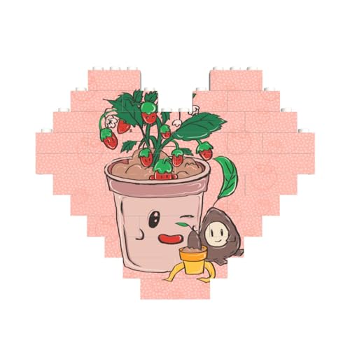Sonnenblumenkerne und Erdbeeren Druck Baustein Block Puzzle Herzform â für Valentinstag, Geburtstag, Hochzeit von JaoXer