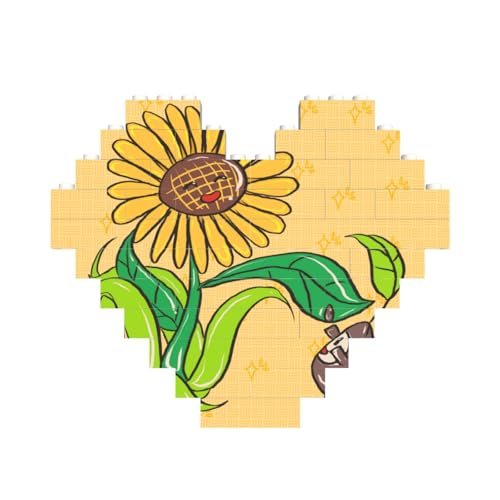 Sonnenblumenkerne und Sonnenblumen-Druck, Baustein-Puzzle, Herzform, für Valentinstag, Geburtstag, Hochzeit Sonnenblumenkerne und Sonnenblumen-Druck, Baustein-Puzzle, Herzform, für Valentinstag, Geburtstag, Hochzeit von JaoXer
