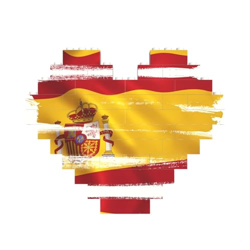 Spanien Flagge Druck Baustein Block Puzzle Herzform â für Valentinstag, Geburtstag, Hochzeit von JaoXer