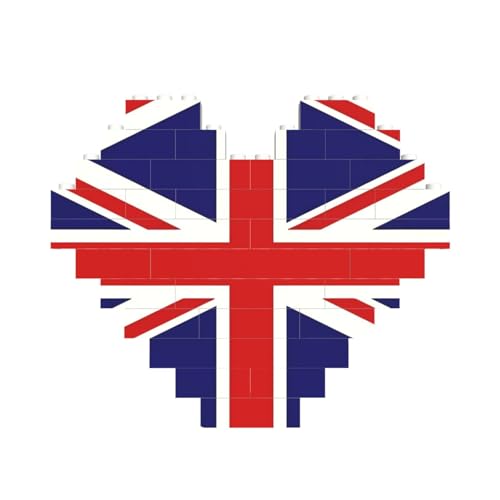 UK Flag Print Building Brick Block Puzzle Heart Shaped â for Valentine's Day, Birthday, Wedding von JaoXer