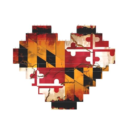 Vintage Holz Maryland Flagge Druck Baustein Block Puzzle Herzform â für Valentinstag, Geburtstag, Hochzeit von JaoXer