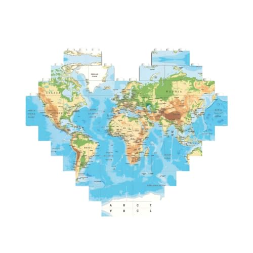 Weltkarte Druck Baustein Block Puzzle Herzform â für Valentinstag, Geburtstag, Hochzeit Weltkarte Druck Baustein Block Puzzle Herzform â für Valentinstag, Geburtstag, Hochzeit von JaoXer