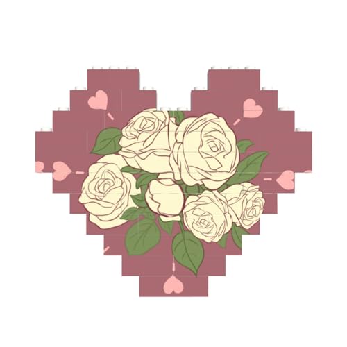 White Rose of Love Print Building Brick Block Puzzle Heart Shaped â for Valentine's Day, Birthday, Wedding White Rose of Love Print Building Brick Block Puzzle Heart Shaped â for Valentine's Day, Birthday, Wedding von JaoXer