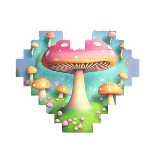Wunderbare kleine Pilze Druck Baustein Block Puzzle Herzform â für Valentinstag, Geburtstag, Hochzeit von JaoXer