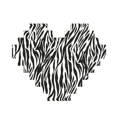 Zebra Print Building Brick Block Puzzle Heart Shaped â for Valentine's Day, Birthday, Wedding von JaoXer