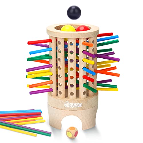 Japace Montessori Spiel Holz Familien-Brettspiel, 36 Stück Bunte Holzstäbchen Mathematik Lernspielzeug ab 3 4 5 Jahre, Familienspiel, Party Geschenk für Kinder und Erwachsene von Japace